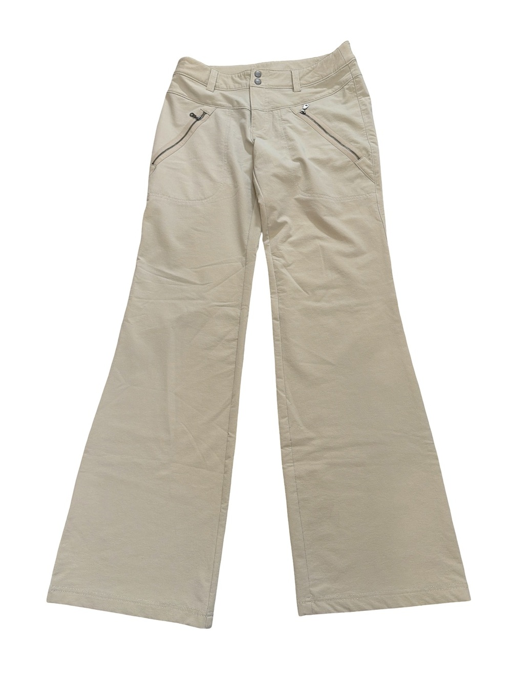 Vintage 2006 Athleta Tan Utility Zip Pocket Flare Pants Size 6 Tall